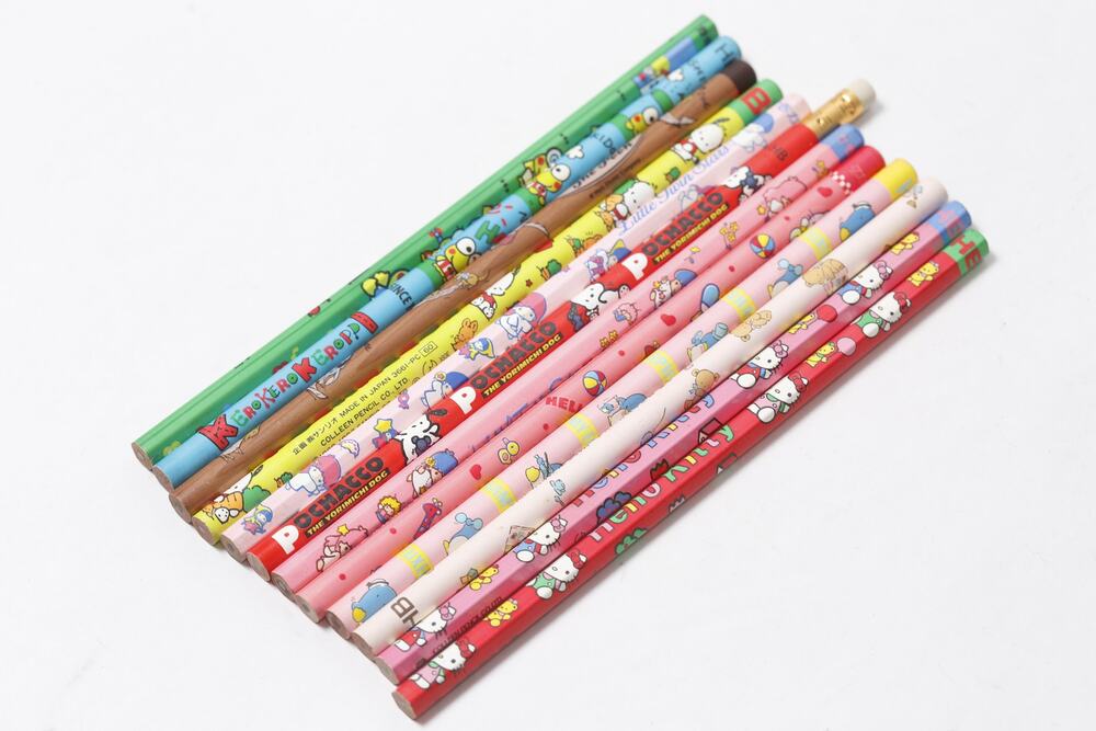 1990s Sanrio Japan Pencil Lot Keroppi Pochacco Hello Kitty ~ 260930-WH 2